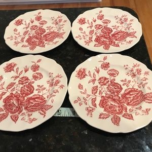Johnson Bros. “Elizabeth” pattern, red;  set of 4 small plates